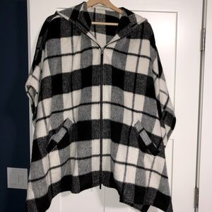 Black and white plaid cape